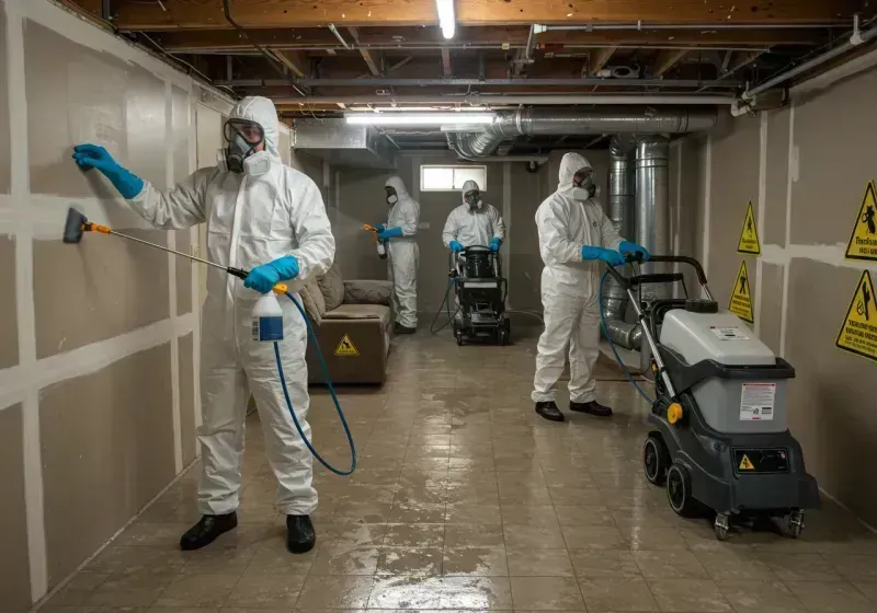 Basement Moisture Removal and Structural Drying process in Big Bend, WI